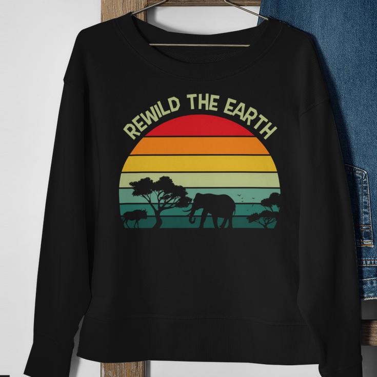 Rewild The Earth Animal Forest Earth Day Sweatshirt Gifts for Old Women