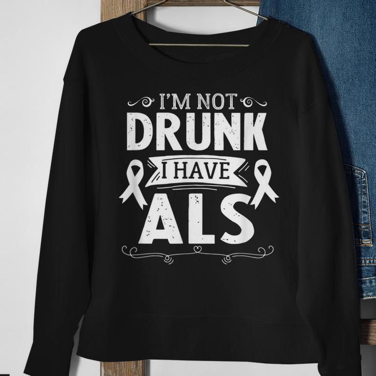 Ribbon Blue Fighting Als Awareness Month Support Als Warrior V2 Sweatshirt Gifts for Old Women