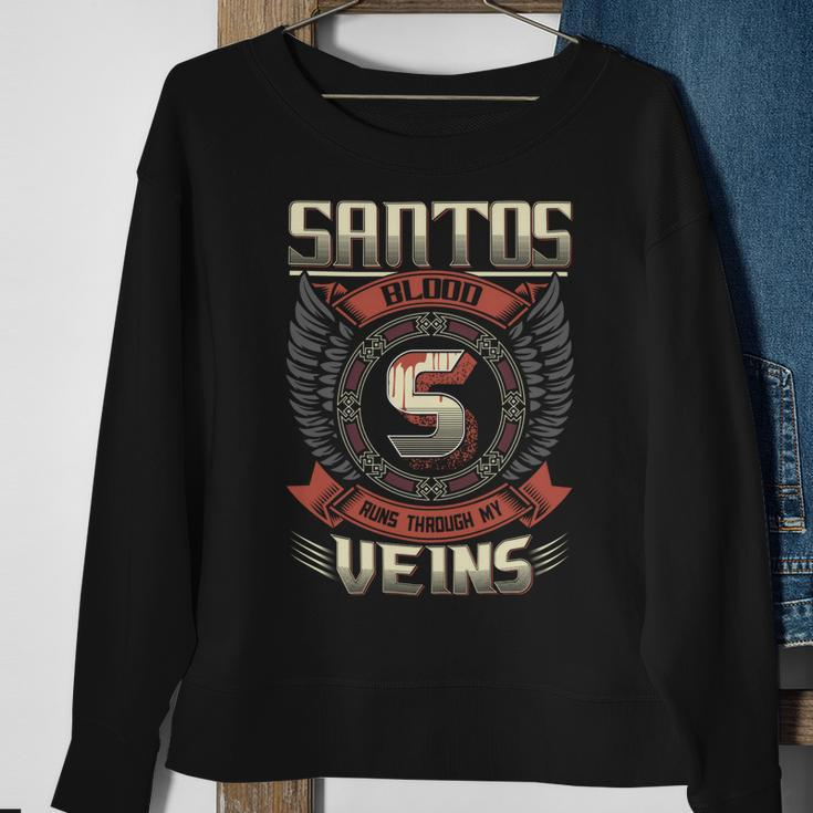 Santos Blood Run Through My Veins Name V6 Sweatshirt Gifts for Old Women
