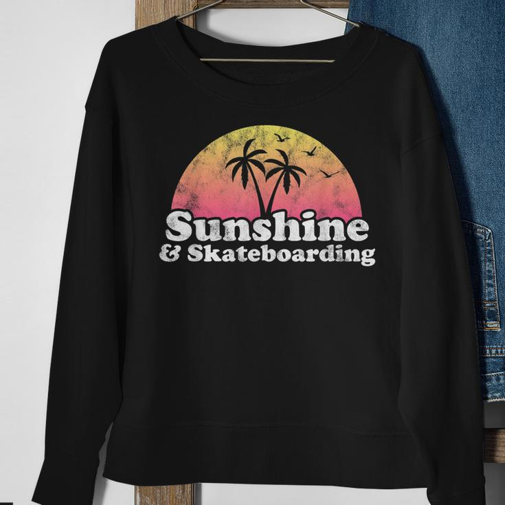 Skateboarding Gift - Sunshine And Skateboarding Sweatshirt Gifts for Old Women