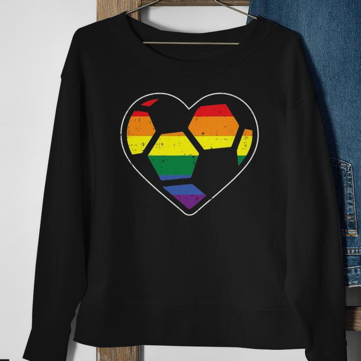 Soccer Heart Sport Lgbtq Rainbow Gay Pride Ally Men Women Sweatshirt Gifts for Old Women