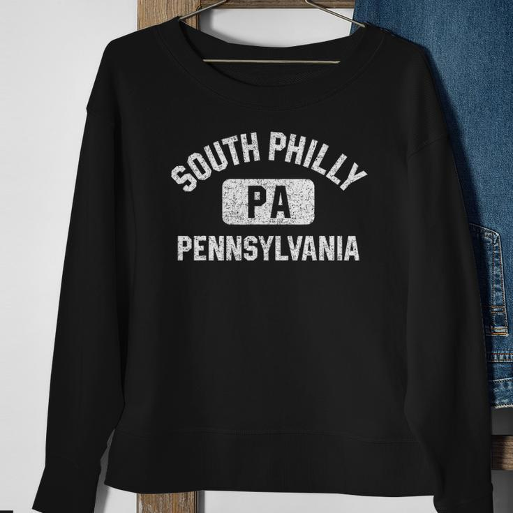 South Philly Philadelphia Pa Gym Style Distress White Print Sweatshirt Gifts for Old Women