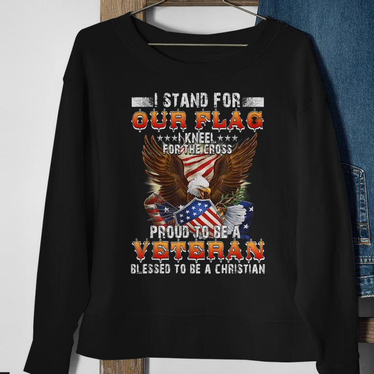 Stand For Our Flag I Kneel For The Cross Proud American Gift Sweatshirt Gifts for Old Women