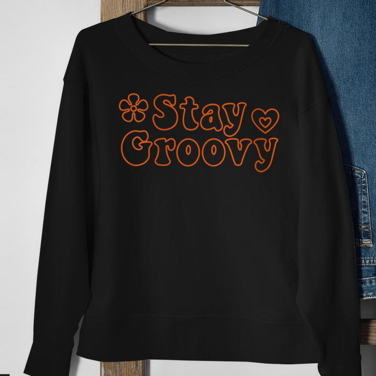 Stay Groovy Hippie Retro Style Sweatshirt Gifts for Old Women