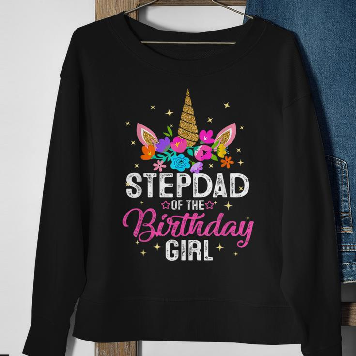 Stepdad Of The Birthday Girl Mother Gift Unicorn Birthday Sweatshirt Gifts for Old Women