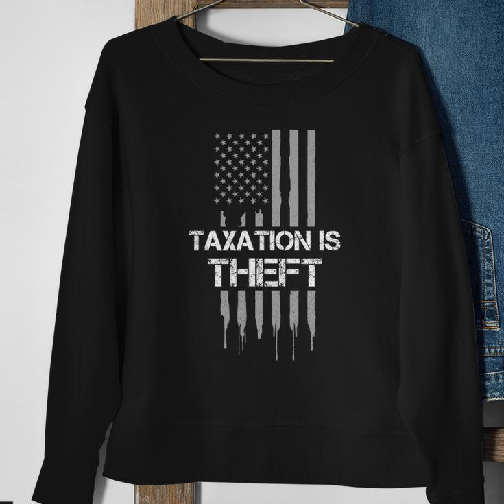 Taxation Is Theft American Flag 4Th Of July Gift Sweatshirt Gifts for Old Women