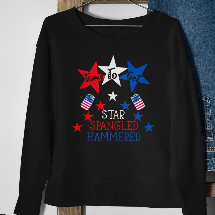 Time To Get Star Spangled Hammered 4Th Of July Drinking Gift Sweatshirt Gifts for Old Women