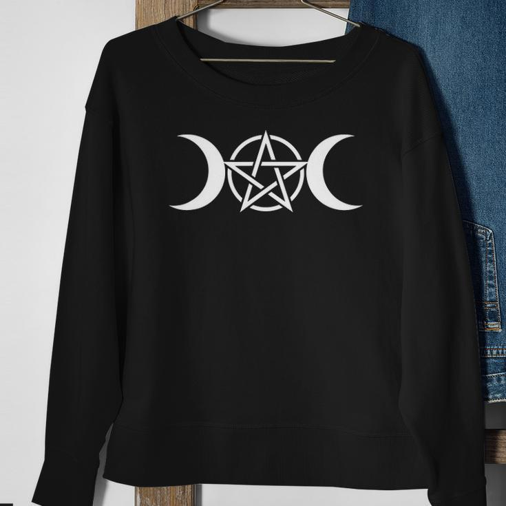Triple Moon Goddess Wicca Pentacle Sweatshirt Gifts for Old Women