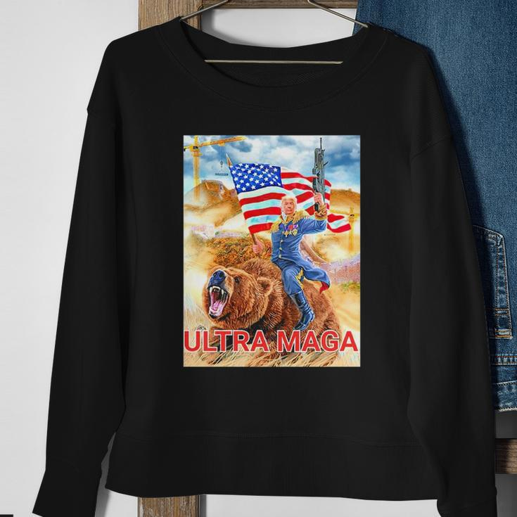 Trump Ultra Maga The Great Maga King Trump Riding Bear Sweatshirt Gifts for Old Women