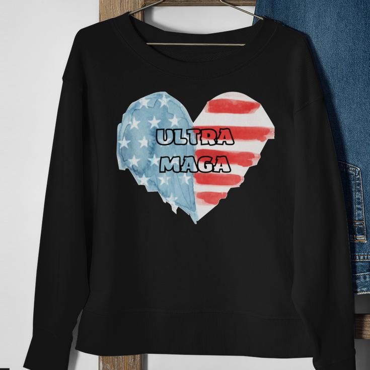 Ultra Maga And Proud Of It American Flag Vote Red Sweatshirt Gifts for Old Women