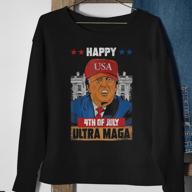 Ultra Maga Trump Happy 4Th Of July American Flag Sweatshirt Gifts for Old Women