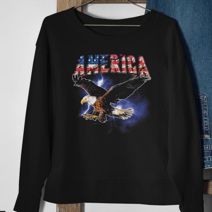 Usa Flag America Font Eagle Flashes For Men And Women Sweatshirt Gifts for Old Women