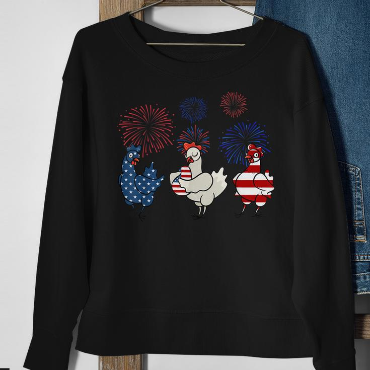 Usa Flag Chicken Fireworks Patriotic 4Th Of July Sweatshirt Gifts for Old Women