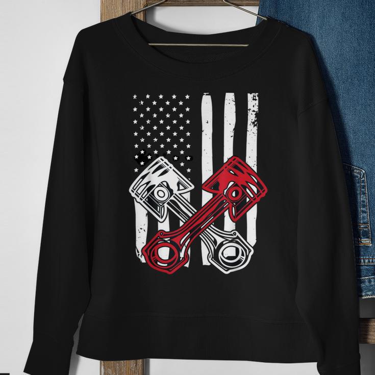 Vintage American Flag Piston Funny Muscle Car Mechanic 558 Trending Shirt Sweatshirt Gifts for Old Women