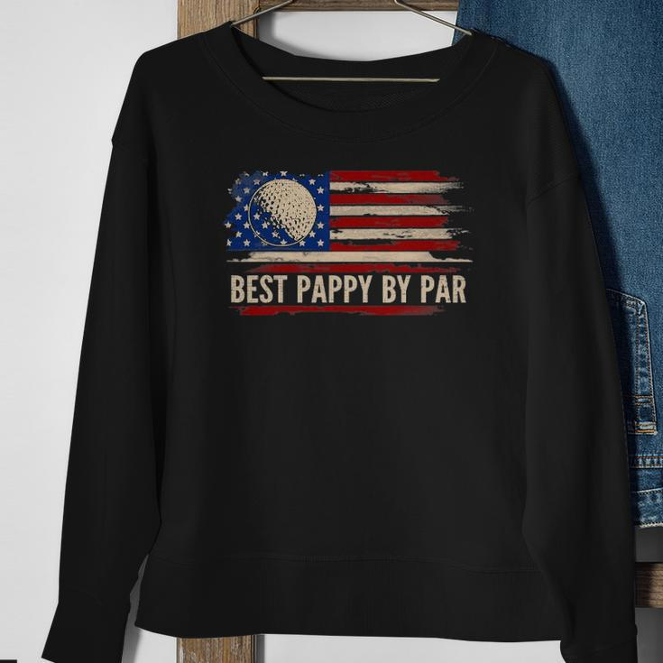 Vintage Best Pappy By Par American Flag Golf Golfer Gift Sweatshirt Gifts for Old Women