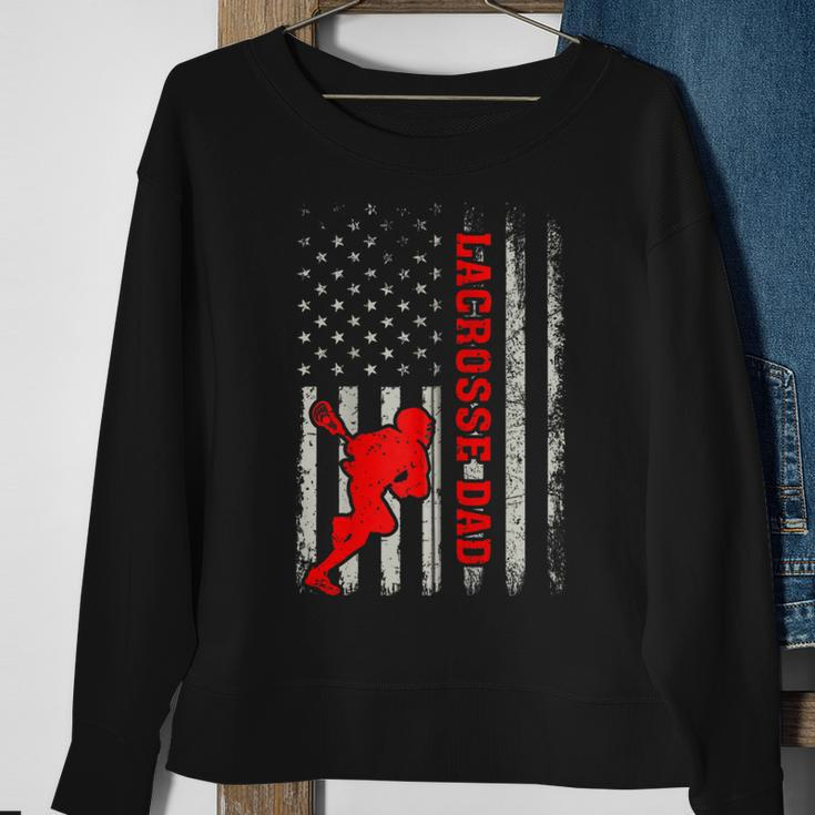 Vintage Lacrosse Dad American Flag Lacrosse 4Th Of July Zip Sweatshirt Gifts for Old Women