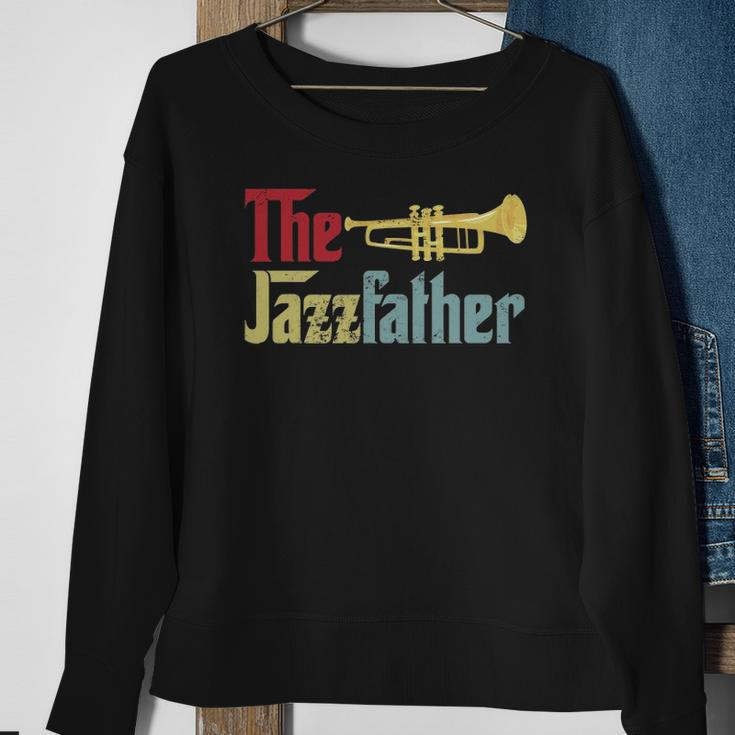 Vintage The Jazzfather Happy Fathers Day Trumpet Player Sweatshirt Gifts for Old Women
