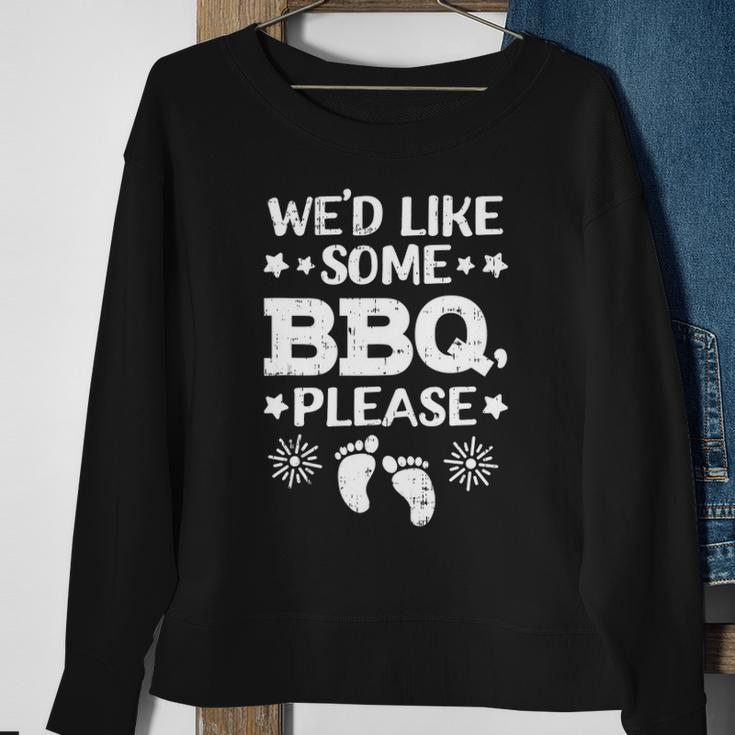 Wed Like Some Bbq Baby 4Th Of July Pregnancy Announcement Sweatshirt Gifts for Old Women