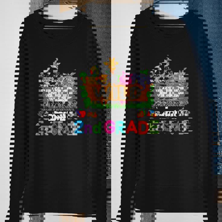 Wild About 2Nd Second Grade Teacher Student Back To School Sweatshirt Gifts for Old Women