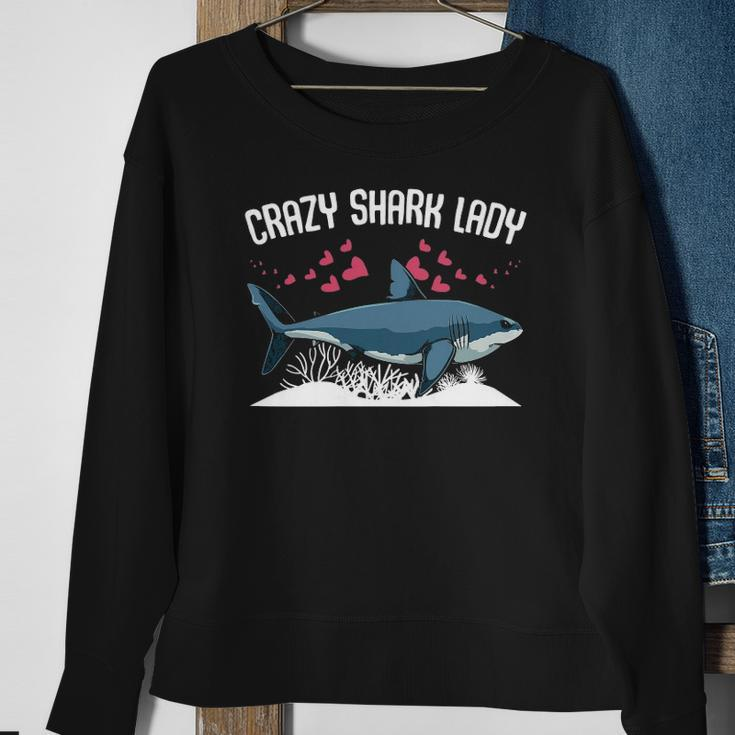 Womens Crazy Shark Lady Animal Ocean Scuba Diving Funny Week Sweatshirt Gifts for Old Women