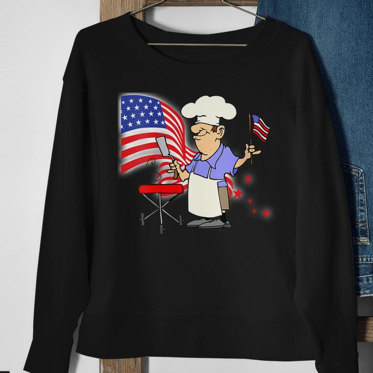 Womens Funny Patriotic All American Dad 4Th Of July Flag Bbq Men Sweatshirt Gifts for Old Women