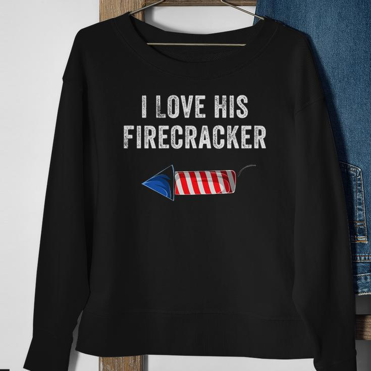 Womens I Love His Firecracker Matching Couple 4Th Of July Wife Gf Sweatshirt Gifts for Old Women