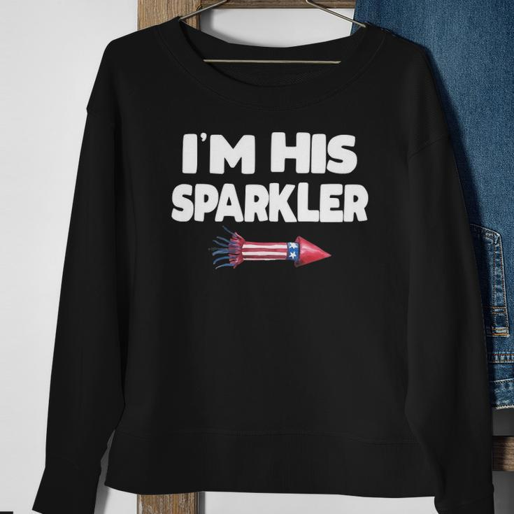 Womens Im His Sparkler Fireworks Couple Matching 4Th Of July Gift Sweatshirt Gifts for Old Women
