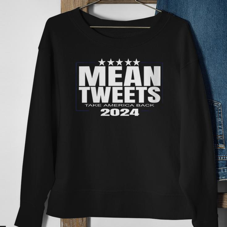 Womens Mean Tweets Mean Tweets 2024 4Th Of July V-Neck Sweatshirt Gifts for Old Women