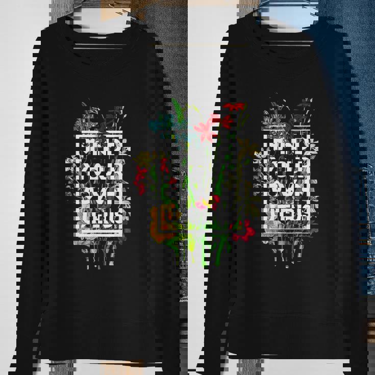 Womens My Body Choice Mind Your Own Uterus Floral My Uterus Sweatshirt Gifts for Old Women