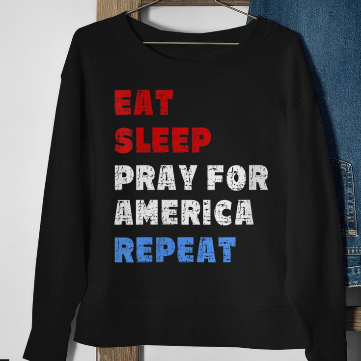 Womens Pray For America Patriotic Christian Saying 4Th Of July Meme Sweatshirt Gifts for Old Women