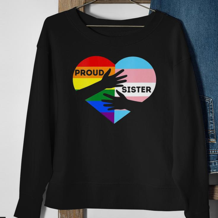Womens Proud Ally Sister Lgbtq Transgender Ally Proud Sister Pride Sweatshirt Gifts for Old Women