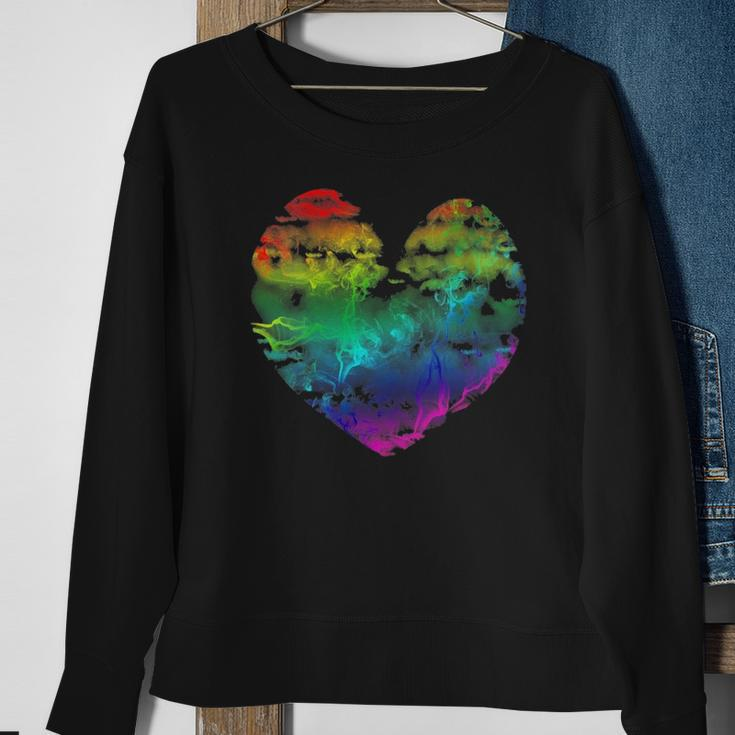 Womens Rainbow Cloudy Heart Lgbt Gay & Lesbian Pride Gift Sweatshirt Gifts for Old Women