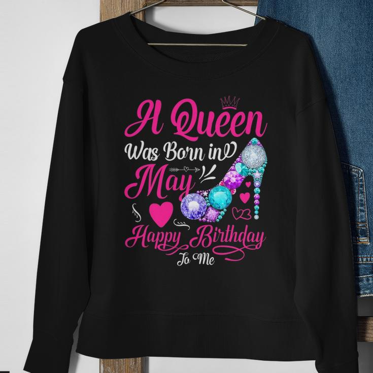 Womens This Queen Was Born In May Happy Birthday To Me Sweatshirt Gifts for Old Women