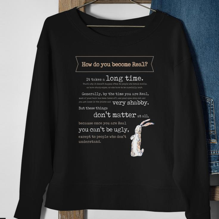 Womens Velveteen Rabbit Book Quote 1922 Becoming Real Skin Horse Sweatshirt Gifts for Old Women