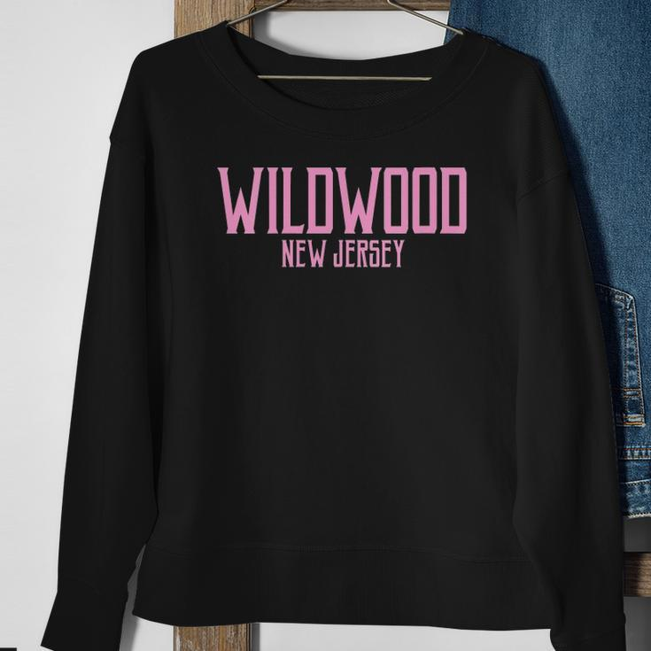 Womens Wildwood New Jersey Nj Vintage Text Pink Print Sweatshirt Gifts for Old Women