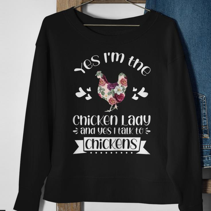 Womens Yes Im The Chicken Lady Chicken Lady Sweatshirt Gifts for Old Women