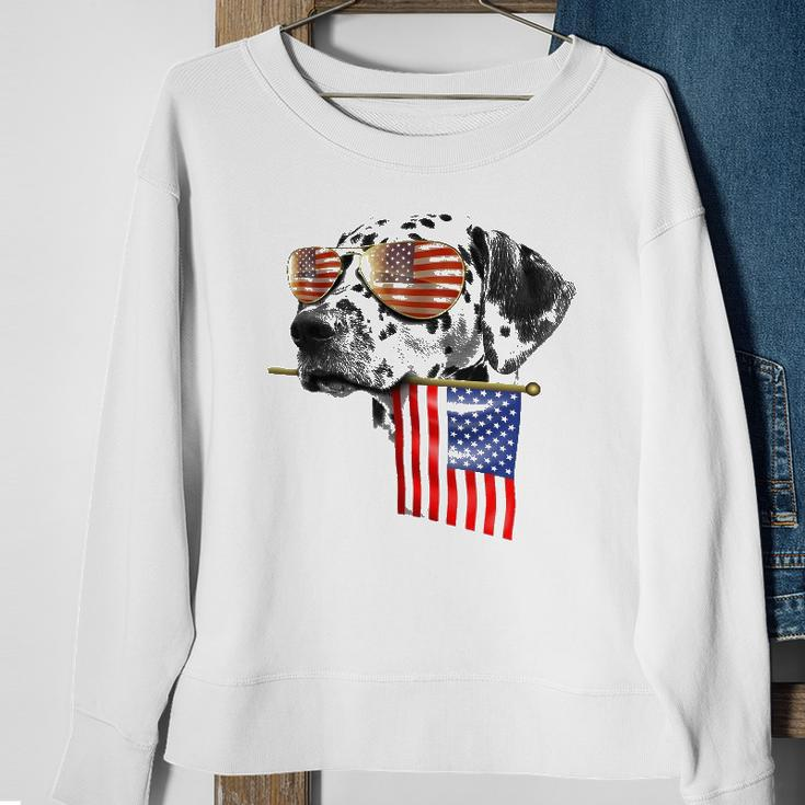 4Th Of July Fun American Flag Dalmatian Dog Lover Gift Sweatshirt Gifts for Old Women