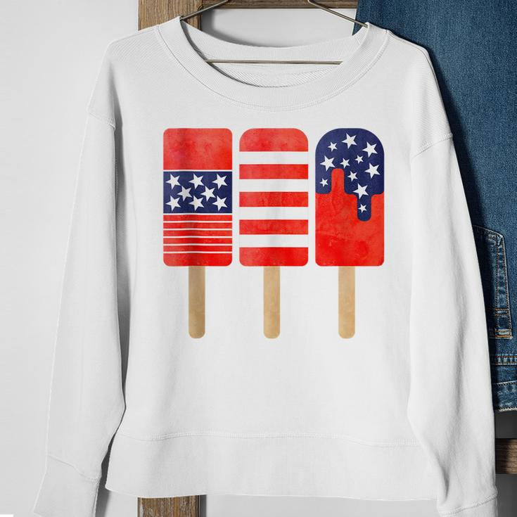 4Th Of July Popsicles Usa Flag Independence Day Patriotic Sweatshirt Gifts for Old Women