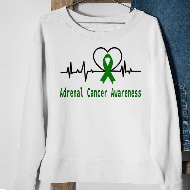 Adrenal Cancer Awareness Heartbeat Green Ribbon Adrenal Cancer Adrenal Cancer Awareness Sweatshirt Gifts for Old Women