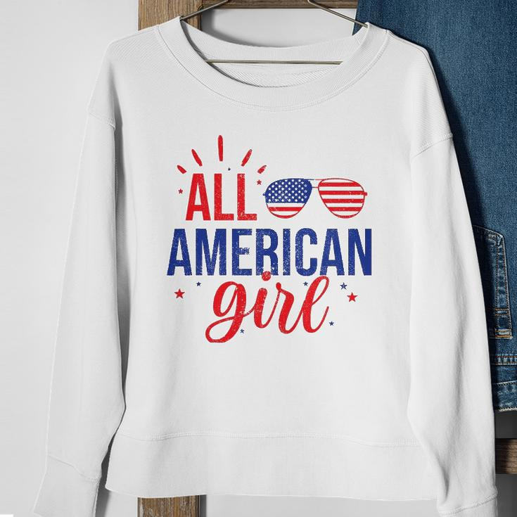 All American Girl 4Th Of July Girls Kids Sunglasses Family Sweatshirt Gifts for Old Women