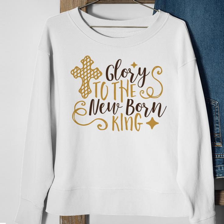 Baby Shower Text Design Glory To The New Born Sweatshirt Gifts for Old Women