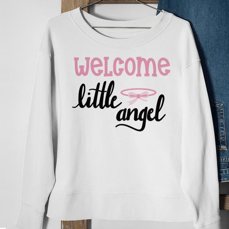 Baby Shower Text Design Welcome Little Angel Sweatshirt Gifts for Old Women