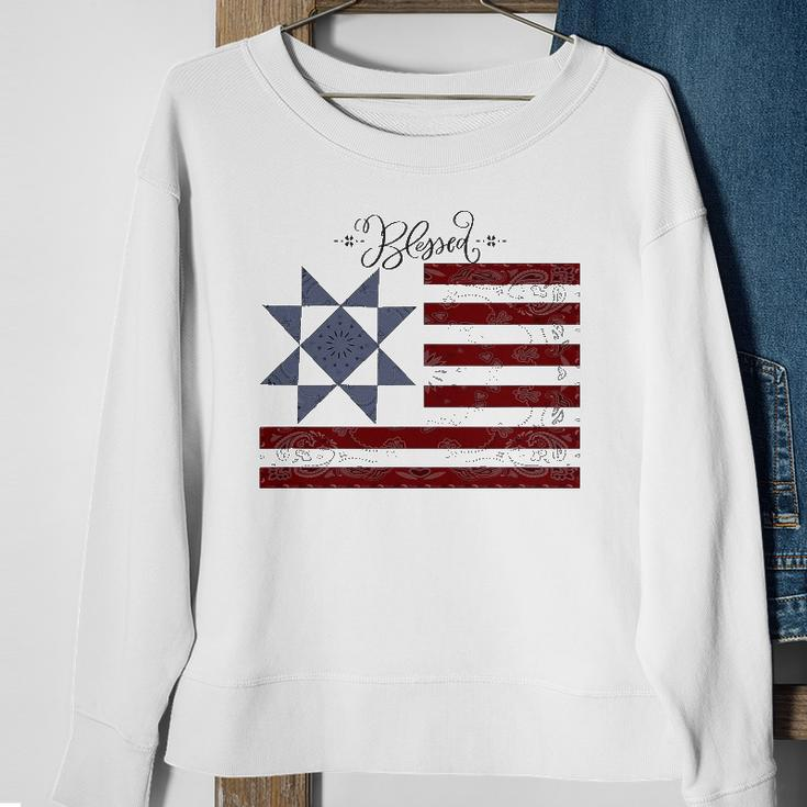 Barn Quilt July 4Th Gifts Vintage Usa Flag S Sweatshirt Gifts for Old Women