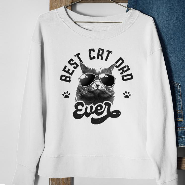 Best Cat Dad Ever Funny Daddy Fathers Day Retro Vintage Men Sweatshirt Gifts for Old Women