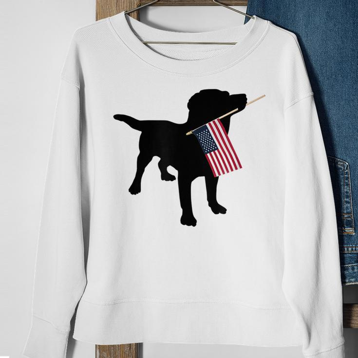 Black Lab Dog Holding July 4Th Patriotic Usa Flag Sweatshirt Gifts for Old Women