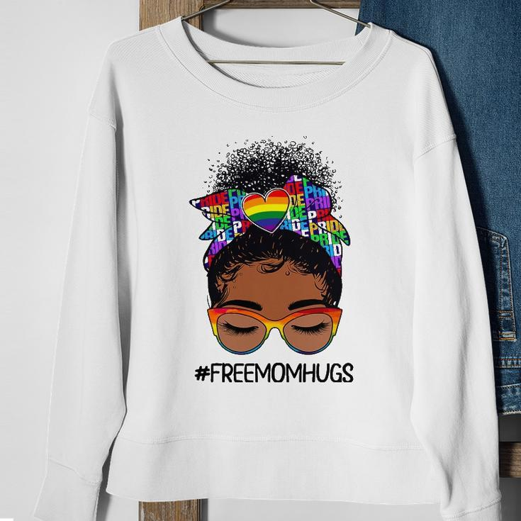 Black Women Free Mom Hugs Messy Bun Lgbtq Lgbt Pride Month Sweatshirt Gifts for Old Women