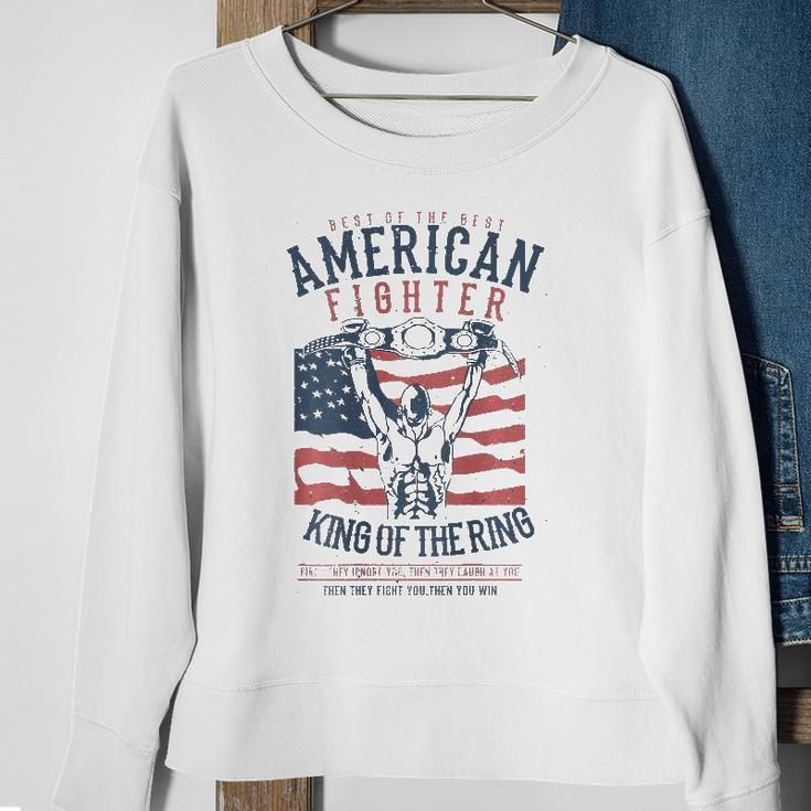 Boxer Graphic With Belt Gloves & American Flag Distressed Sweatshirt Gifts for Old Women
