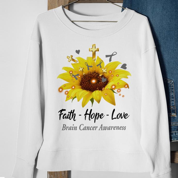 Brain Cancer Awareness Faith Hope Love Sweatshirt Gifts for Old Women