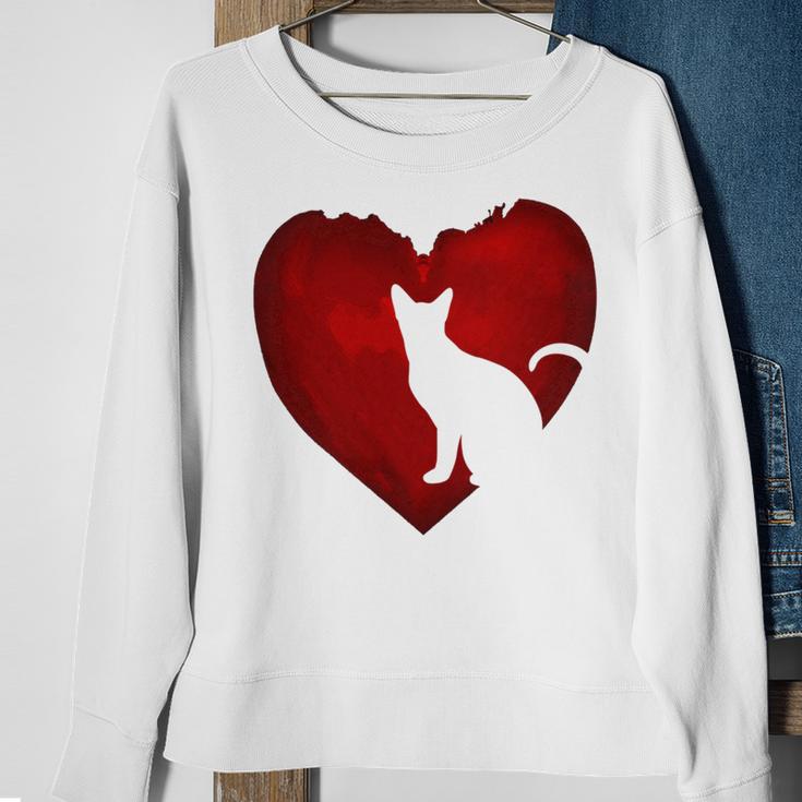 Cat Heart Shirt Cat Lovers Valentine Day Gifts For Couple Sweatshirt Gifts for Old Women