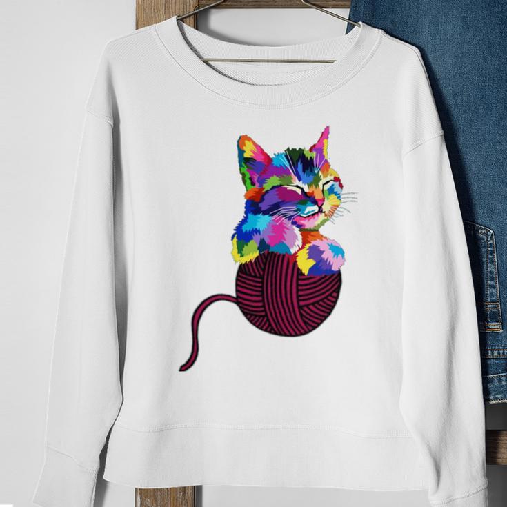 Cute Cat Gift For Kitten Lovers Colorful Art Kitty Adoption Sweatshirt Gifts for Old Women